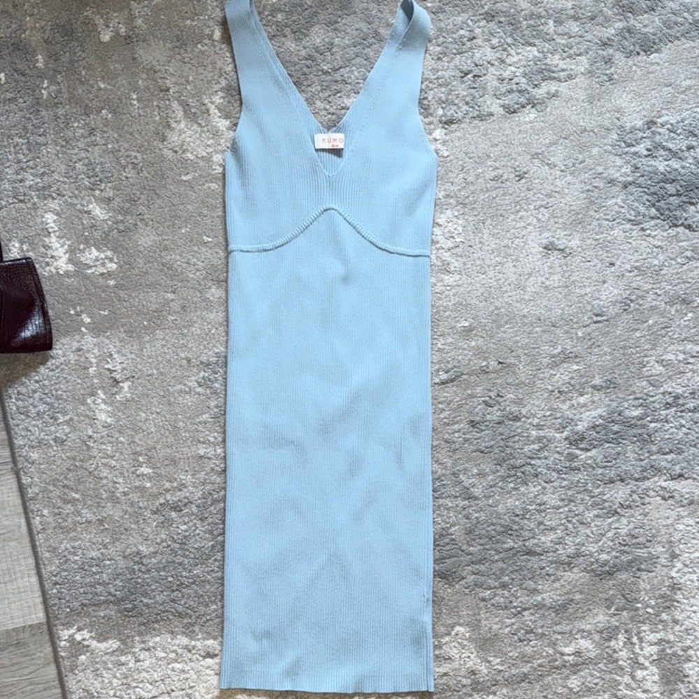 Elegant Blue Sleeveless Bandage Dress